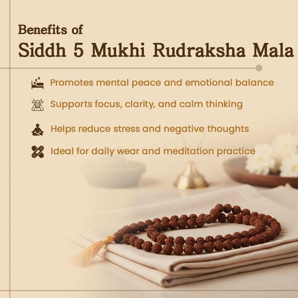 Siddh 5 Mukhi Rudraksh Mala Photo Option