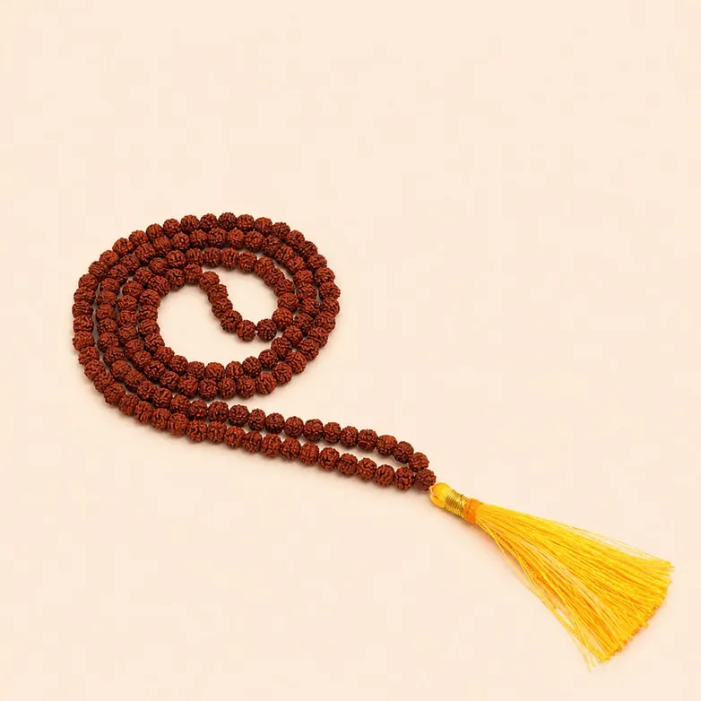 Premium Natural Rudraksha Mala with Red Tassel Catalog Photo